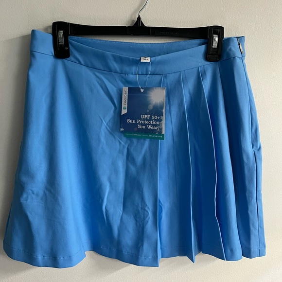 NEW Coolibar Women’s Sun Protection UPF 50+ Pleated Blue Sporty Golf Skort 12 - Picture 1 of 16
